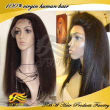 Cabelo virgem brasileiro yaki italiano peruca cheia do laço, yaki perucas de cabelo humano em linha reta